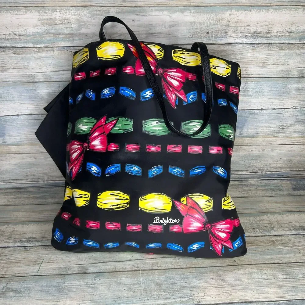 Brighton Tote Bag‎ Take a Beau Black Large Bow Shopper Handbag Purse